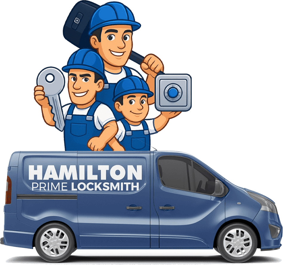 The Hamilton Prime Locksmith service van, signwritten and loaded for mobile lock work
